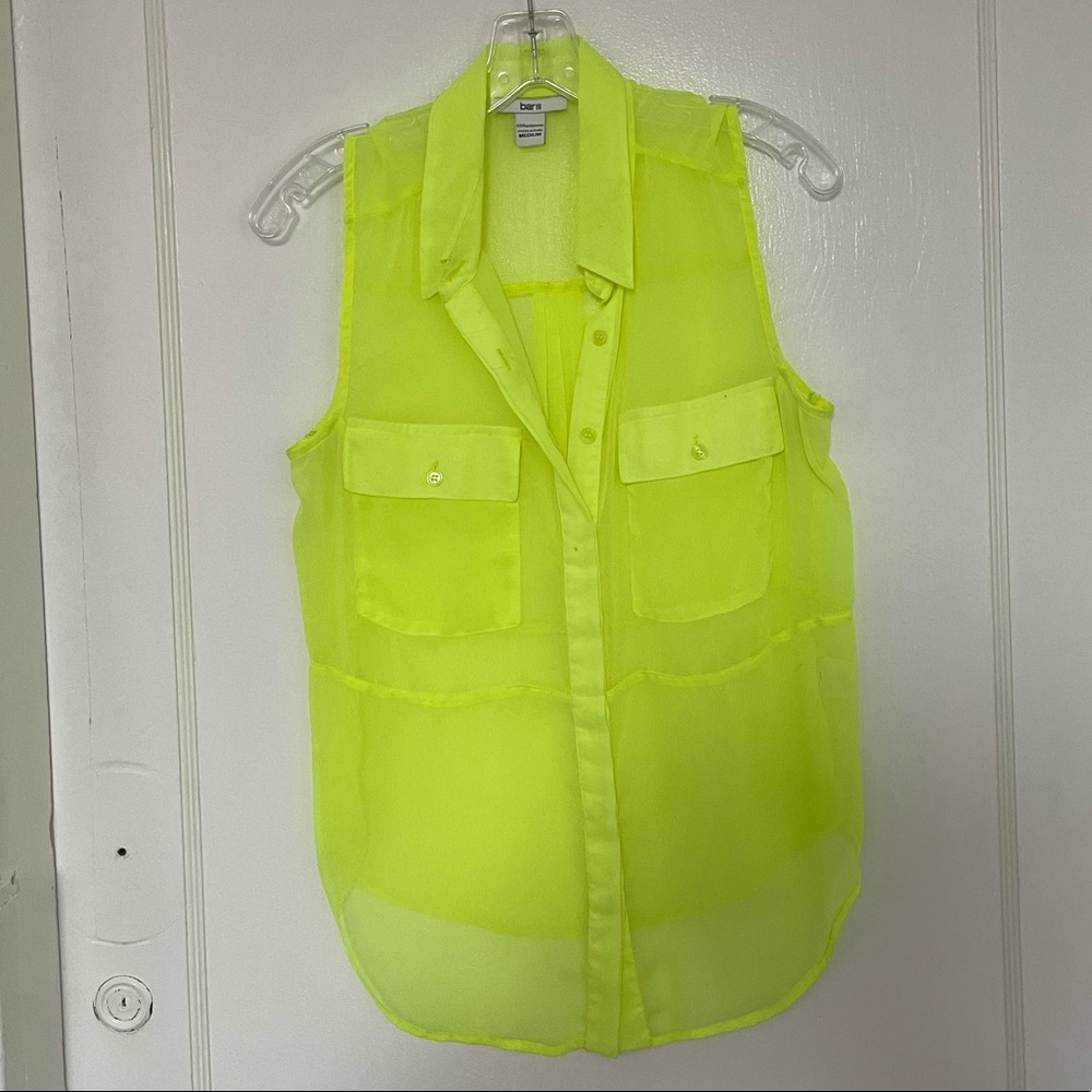 Neon Yellow Sheer Blouse - Picture 3 of 8